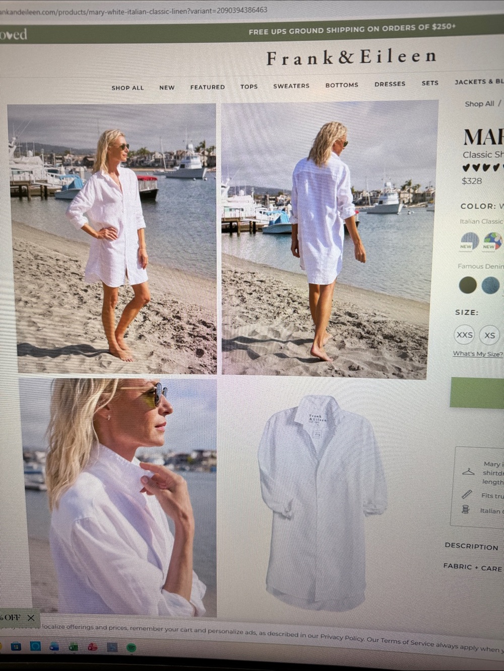 Frank & Eileen ‘Mary’ White Long-Sleeve Button-Down Shirt Dress size - XS
